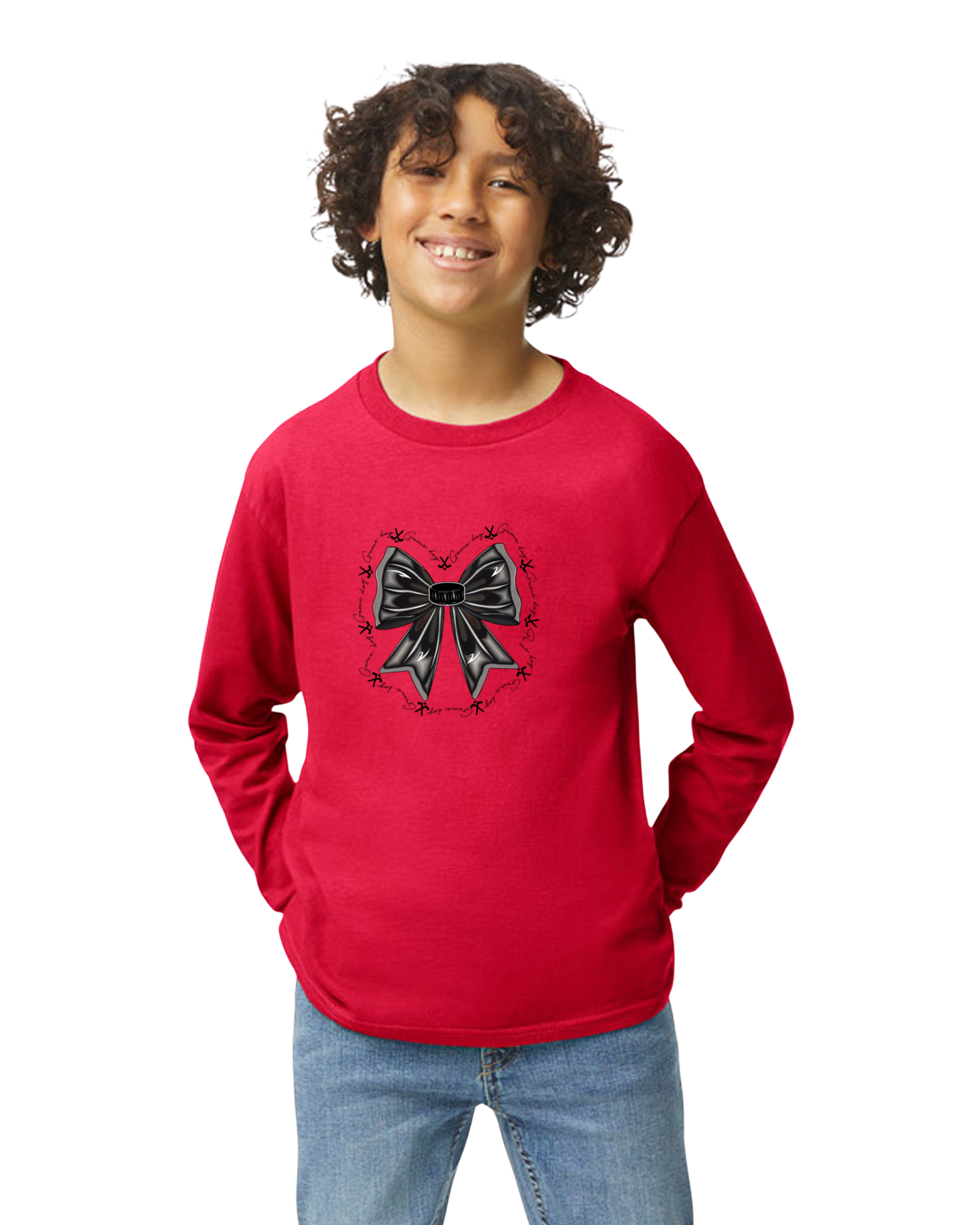 Option 4 Hockey Sister Bow Long Sleeve T-Shirt